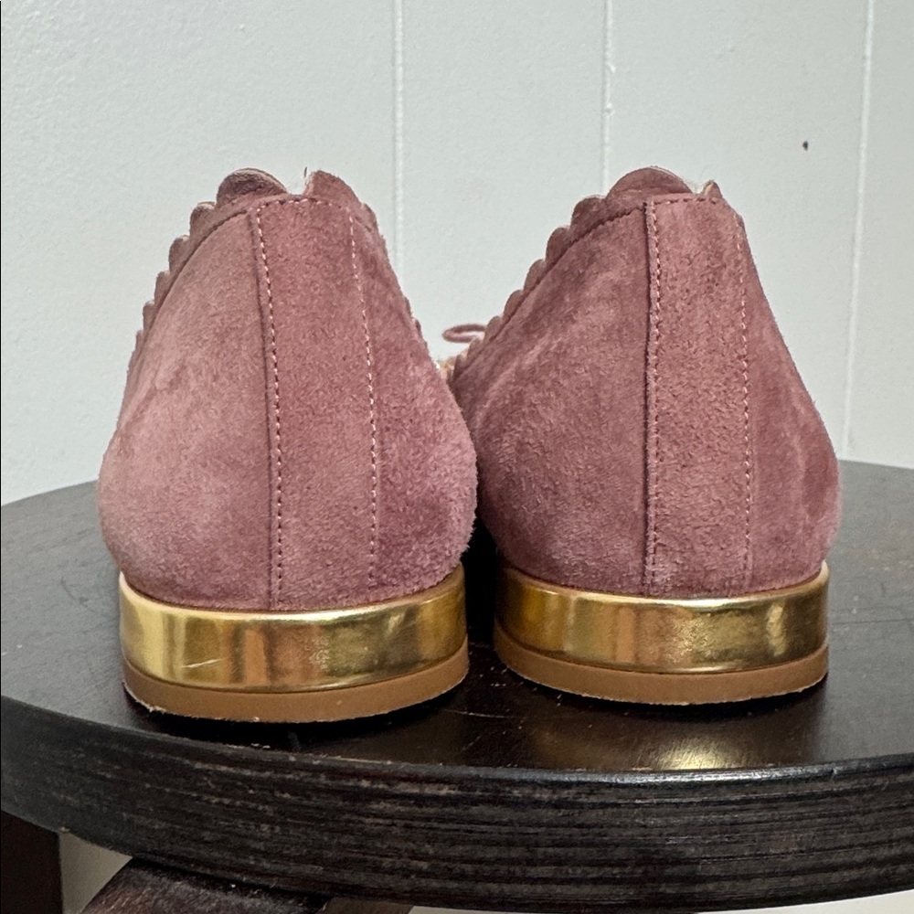 Kate spade dusty pink suede flat shoes with pearl bow detail size 8.5 - Picture 5 of 8